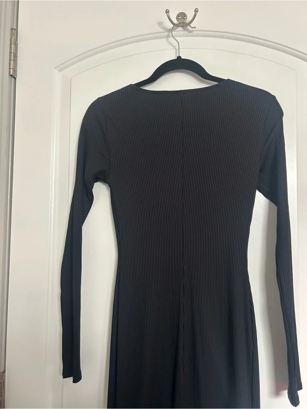 Abercrombie & Fitch Black Ribbed Square Neck Long-Sleeve Maxi Dress Size XS Chic